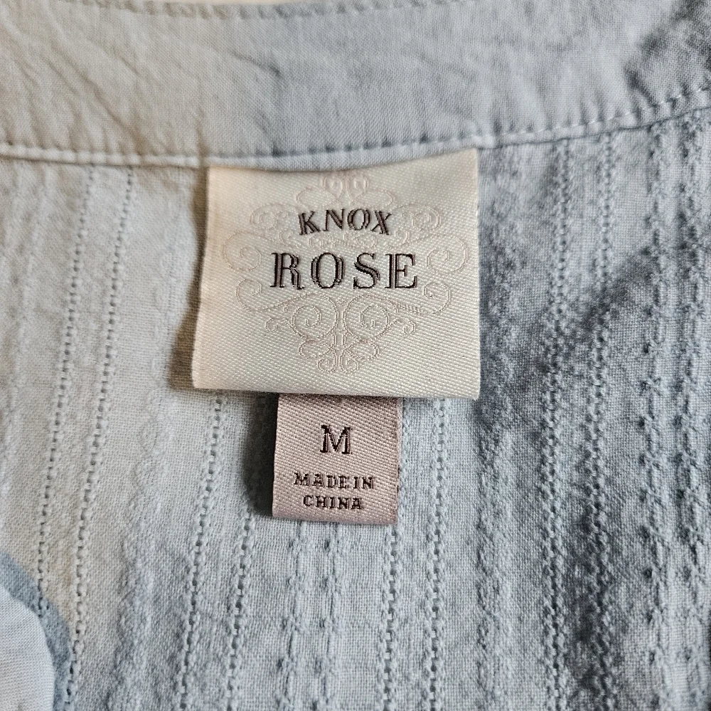 2/$10 Knox Rose Cottagecore Pale Blue Textured Button-Front Dress - Picture 3 of 8